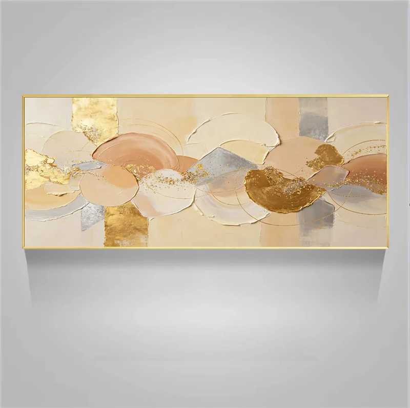 Nordic Abstract Handmade On Canvas Oil Painting Texture Gold Foil Poster For Living Room Wall Art Hanging Mural Bedroom Decor