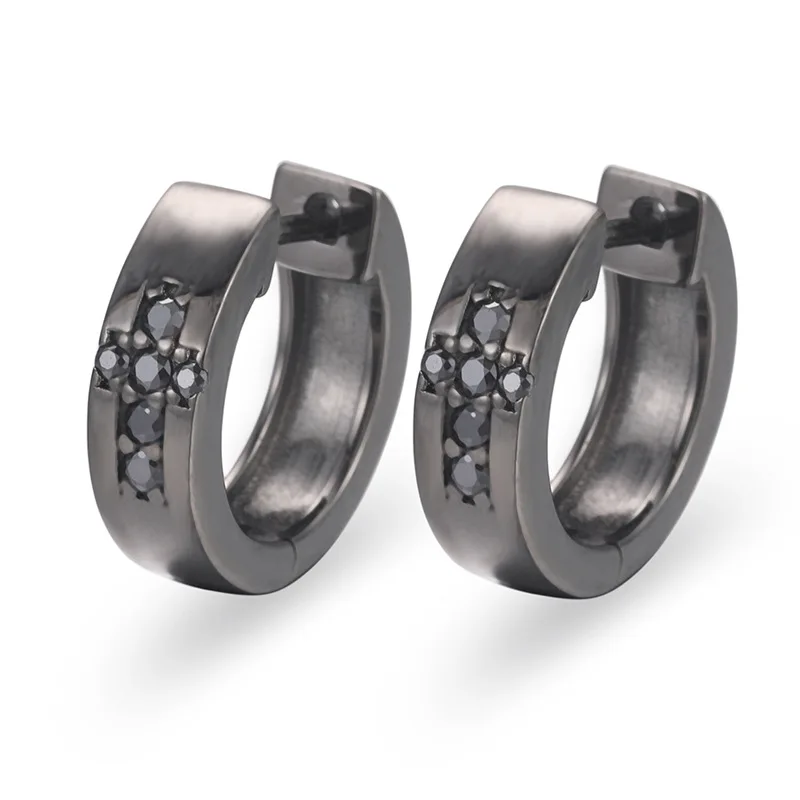 

Black VVS1 Moissanite Cross Hoop Earrings for Women Men 925 Sterling Silver Circle Huggie Earrings Hiphop Rock Jewelry Gift