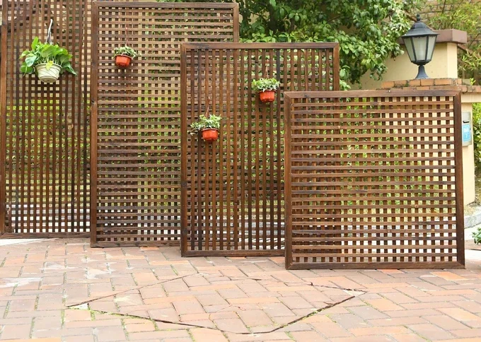 Partition wood grid climbing rattan trellis wooden fence villa garden fence fence garden