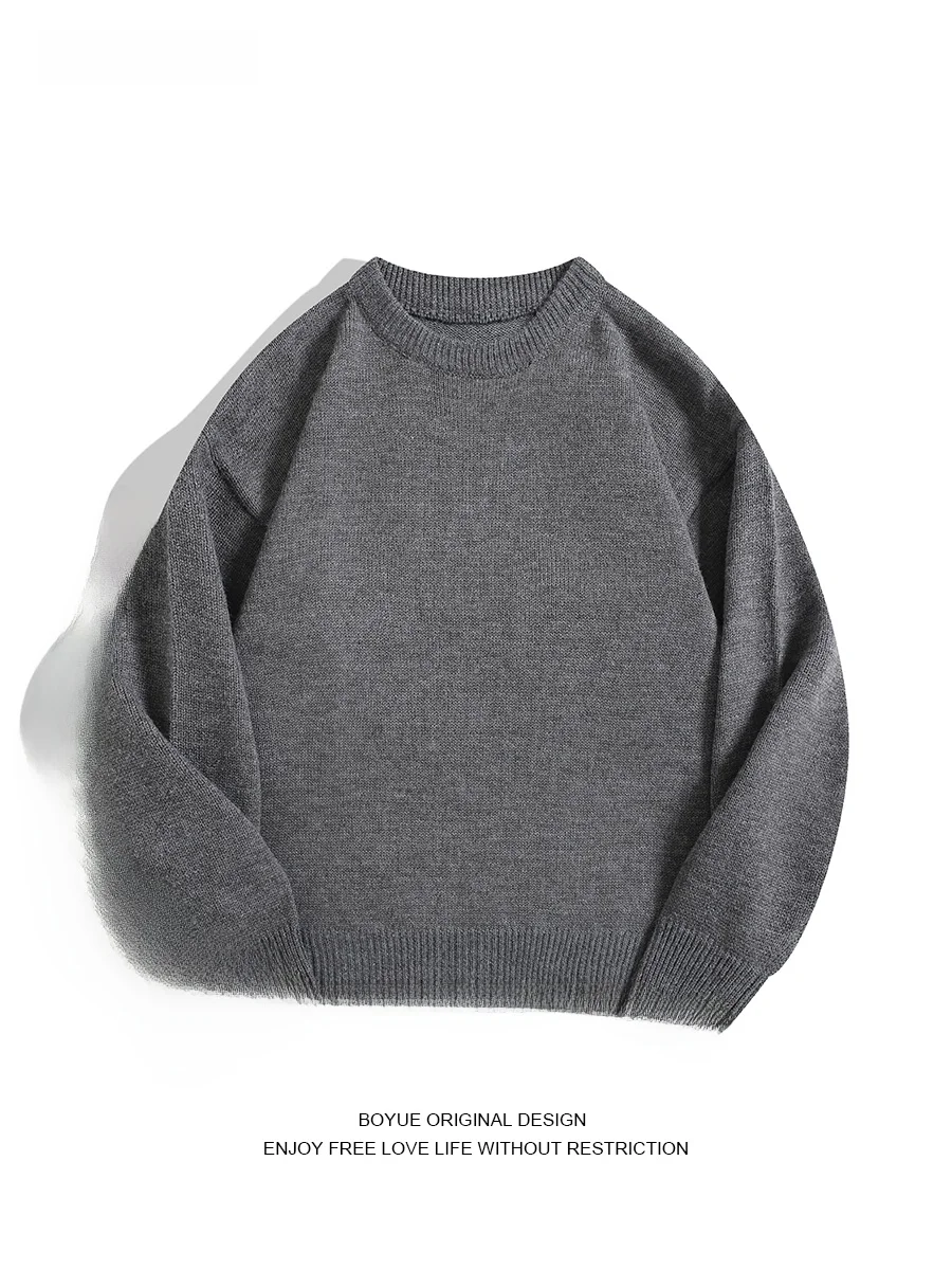 

Свитер Boyue Basic Knitwear Lazy Style Retro с круглым вырезом, повседневный, однотонный, свободного кроя, для молодежи, зимний