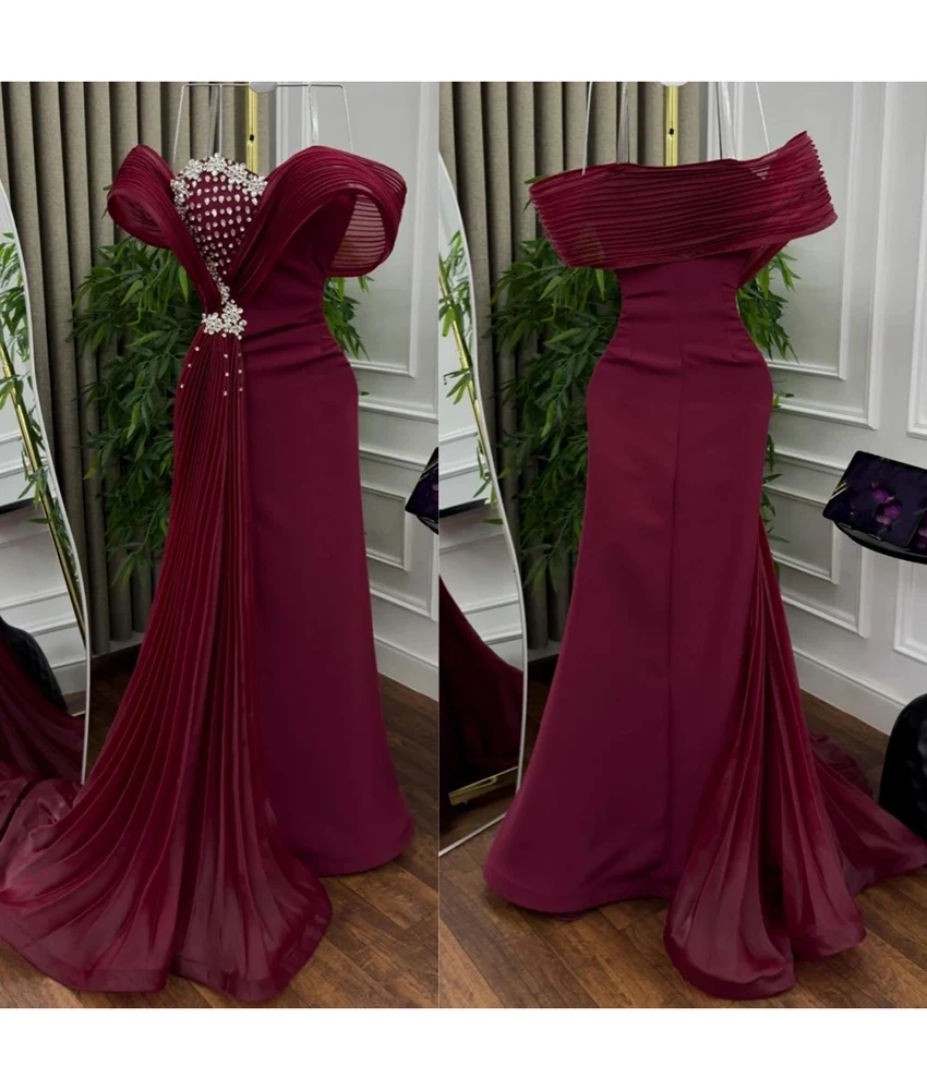 

Изысканное вечернее платье MCDV из джерси с открытыми плечами, кристаллами и вырезом «сердечко», в пол, для вечеринок