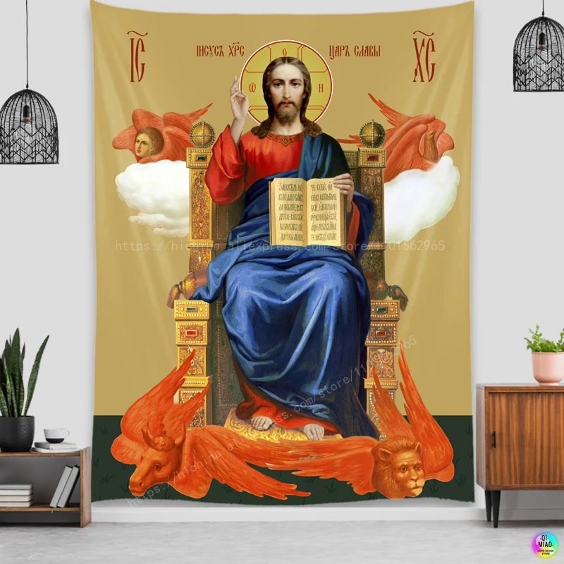 Jesus TapestryEaster Christmas Manger Wall Decoration Christian Believers Wise Men Wall Hanging For Room Decor Icon of Christ