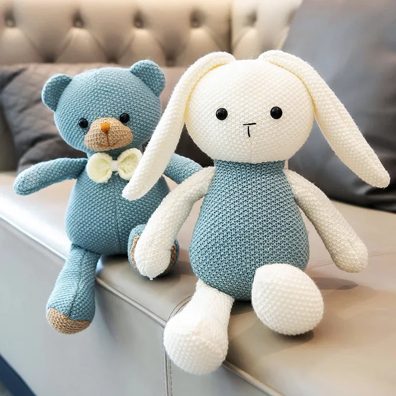 Juguete de peluche de lana de ganchillo, conejo, mono, muñeco de peluche, ayuda para dormir para niños, regalo educativo de cumpleaños, juguete suave