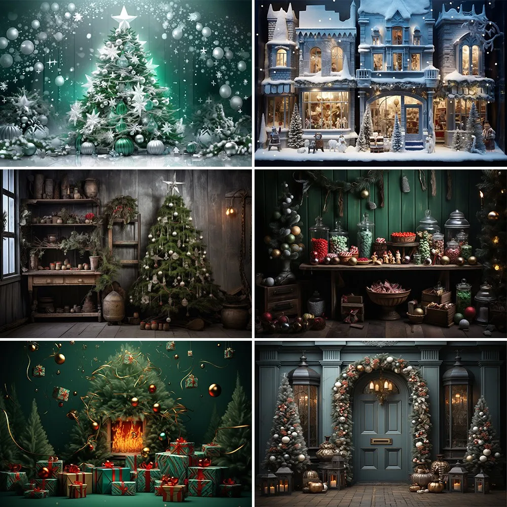 

Beenle Christmas Background for Photography Xmas Tree Gift Fireplace Family Party Decor Banner Baby Portrait Photocall Backdrop