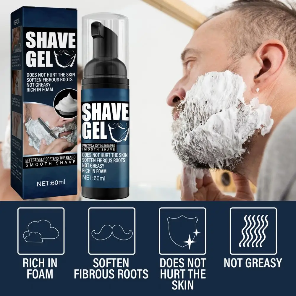 60ml Foam Shaving Cream Rich in Foam Soften Beard Shave Cleaner Men Shaving Soap Beard Remover Shaving Supplies