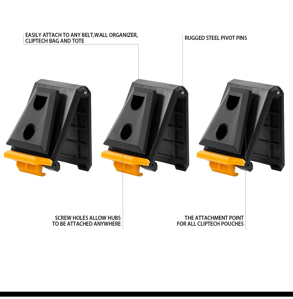 TOUGHBUILT TB-CT-150 ClipTech-Naben, 3er-Pack, robuster Schnellclip für alle ClipTech-Taschen, Werkzeuggürtel, Handwerker – Detail 3