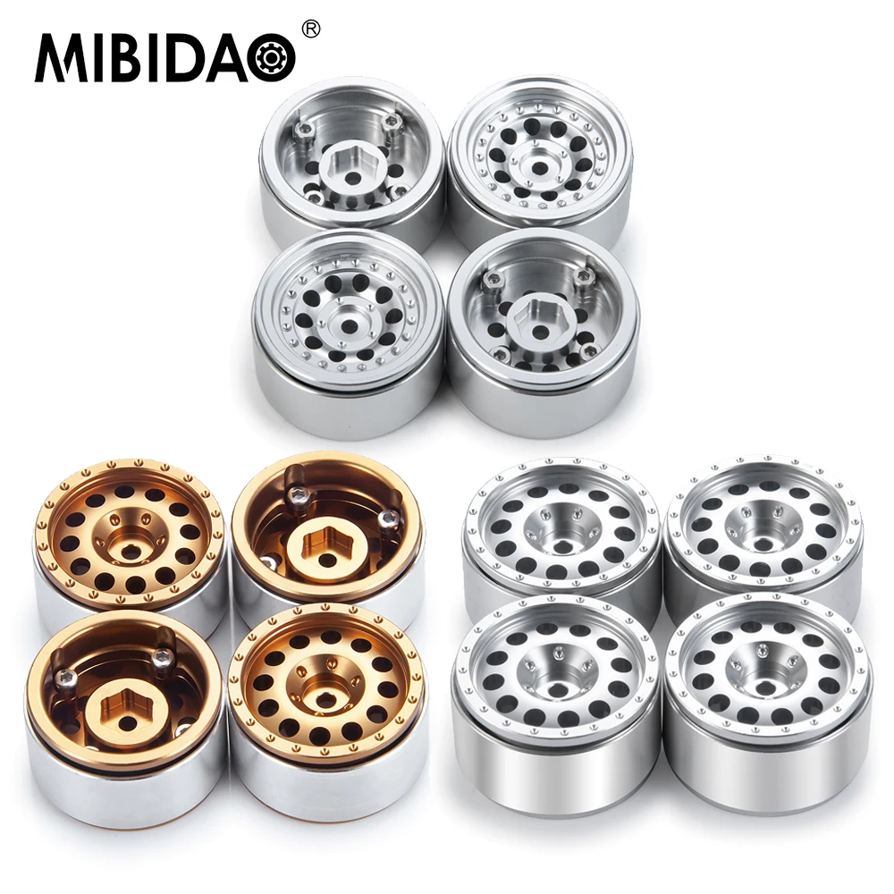 

MIBIDAO 4 шт. серебряные микро 1,0-дюймовые металлические ступицы колес с замком для TRX-4M Axial SCX24 1/24 RC Crawler, детали для обновления автомобиля