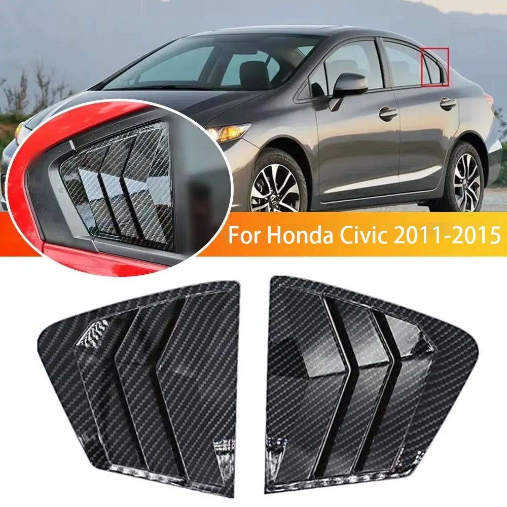 

For Honda Civic Sedan 9th 2011-2015 Car Sticker Rear Louver Window Side Shutter Cover Trim Vent Scoop Accessories Decoration