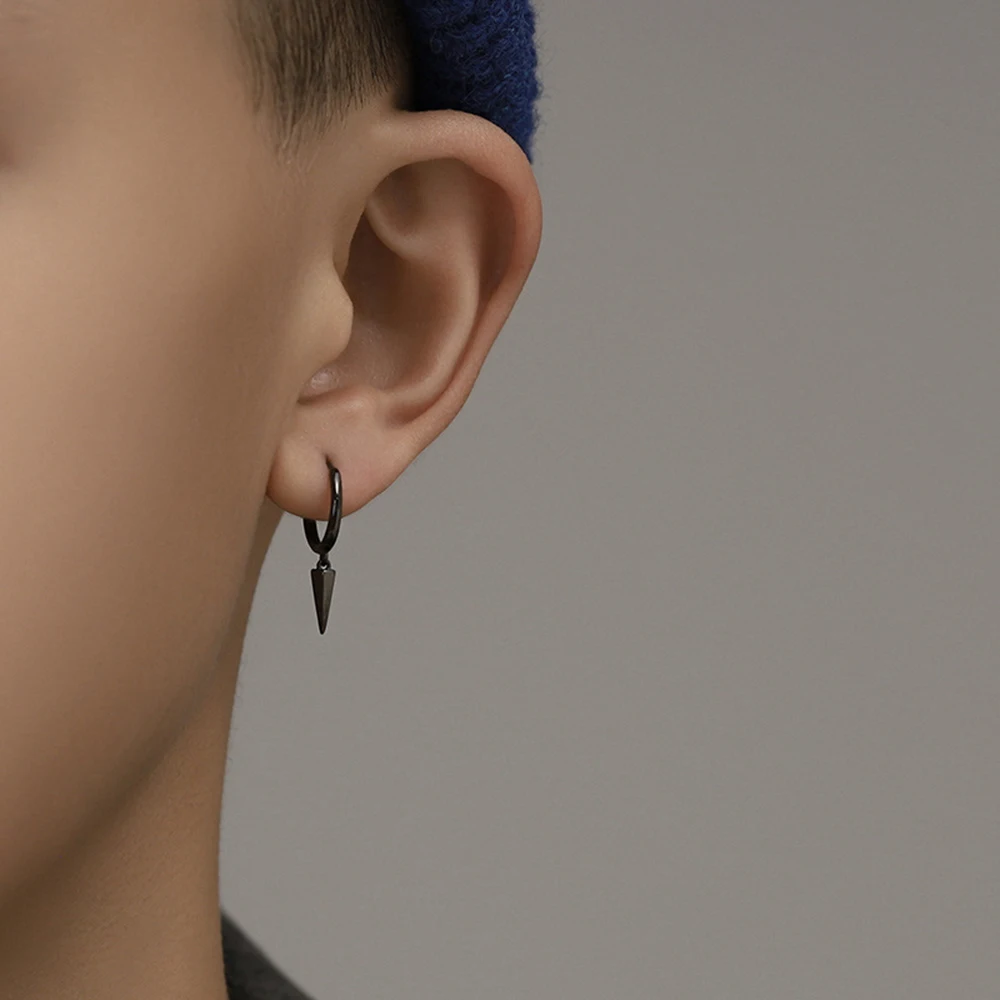 Personalized Black Male Hip-hop Korean Version of The Tapered Earrings Simple ins Small Charm Earrings for Teens Party Jewelry