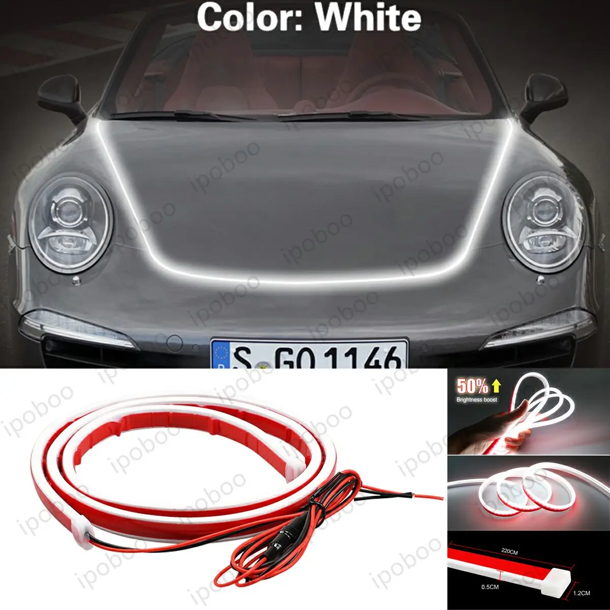 

86" LED Hood Light Strip For Porsche 911 (991) 2004-23 Flexible Dynamic Scan Start Up Hoodbeam Kit Engine Cover Decoration Light