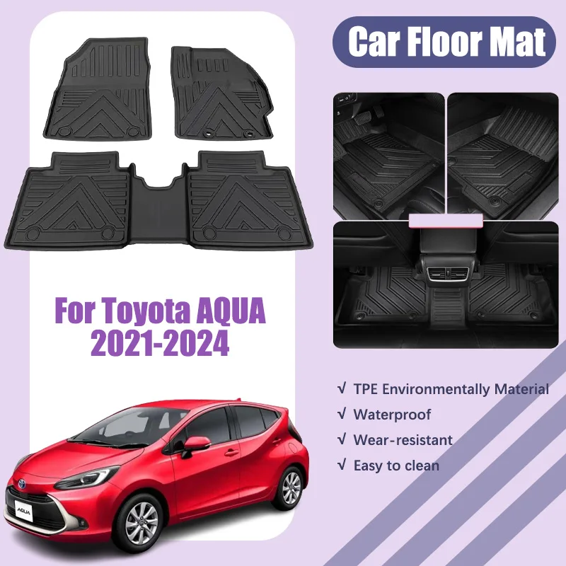 RHD Car Floor Mats For Toyota AQUA Prius C XP120 2021-2024  Dirt-resistant Foot Waterproof Pad Custom Liner Mat Car Accessories