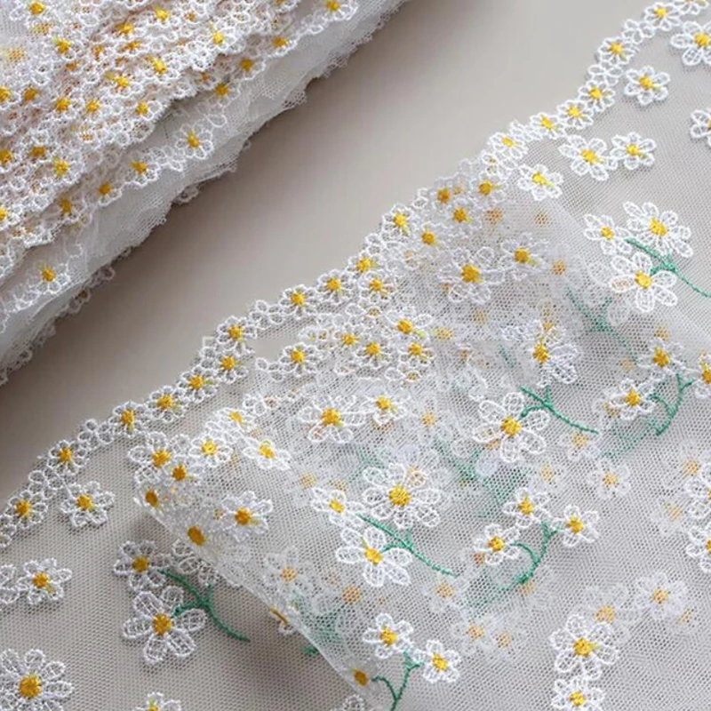 21Yards Daisy Floral Embroidery Lace Trim Skirt Hem Underwear Sewing Material Craft DIY Apparel Fabric Lace