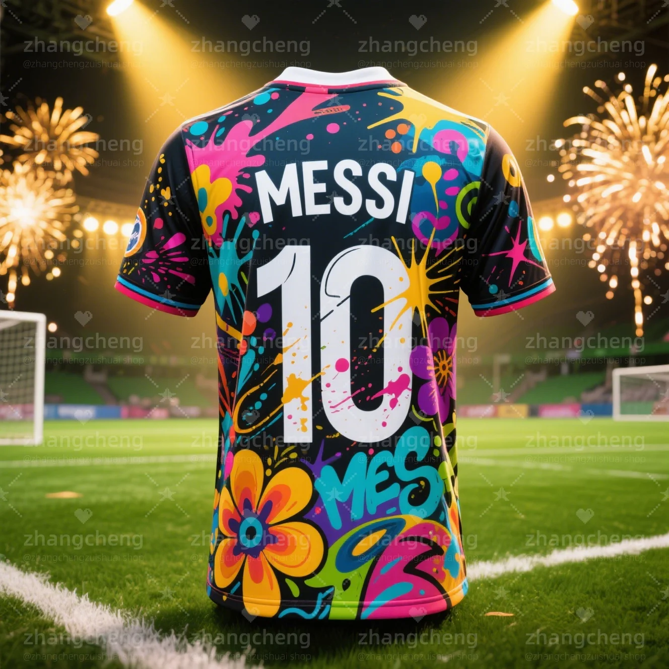 Messi Graffiti Su No. 10 Jersey On The Street Impresión 3d Deportes Ocio Secado rápidamente Transpirable Camiseta para hombres y mujeres
