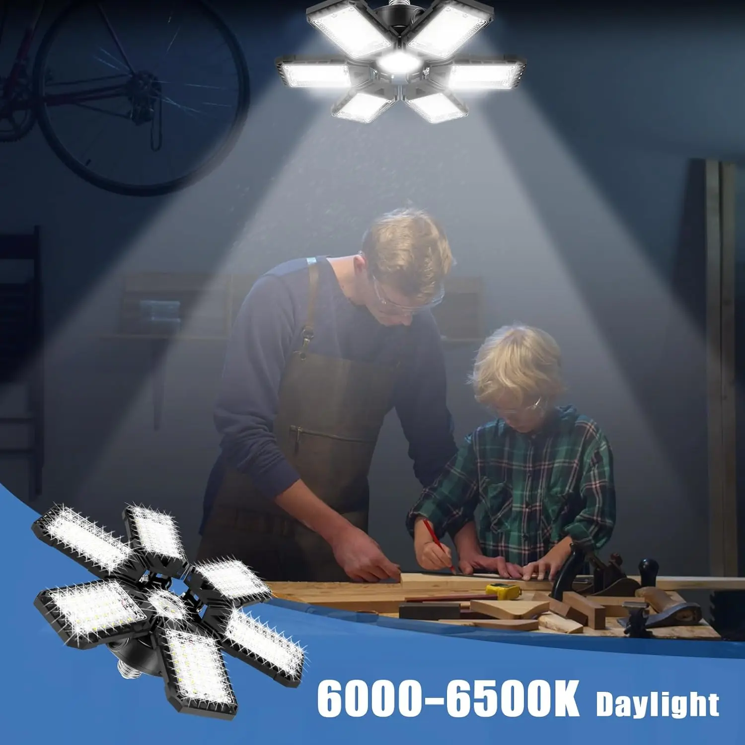 LED Garage Light Highlight Garage Ceiling Light Adjustable 6 Panels Led Lamp E27/E26 Screw LED Lights For Garage Workshop Lamps