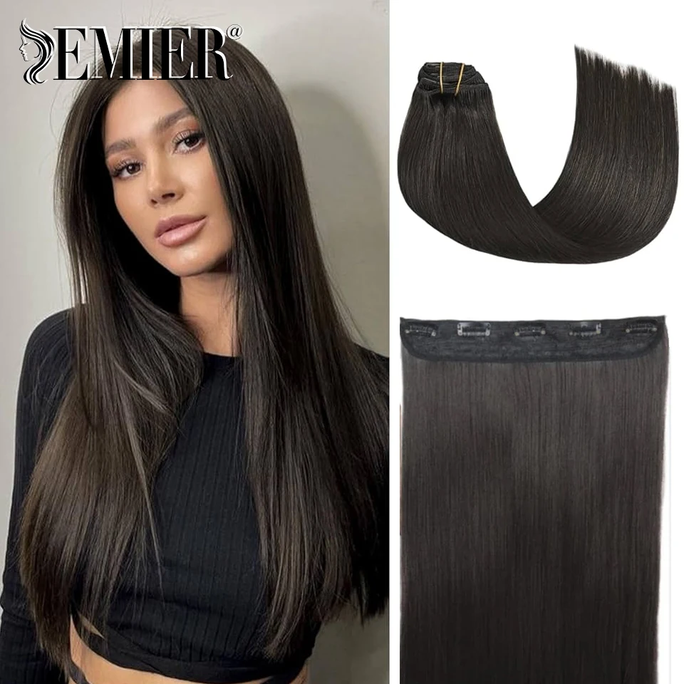 

Clip in Human Hair Extension One Piece 5 Clips On 100% Real Human Hair Straight 70g 100g 120gOne Piece Full Head Hair Extensions