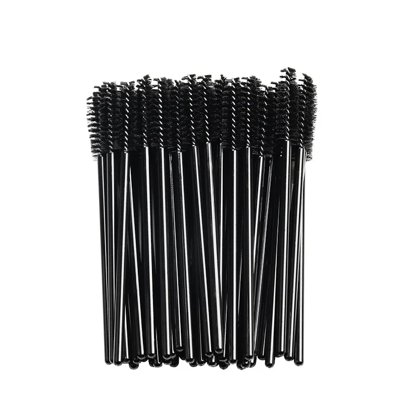 50 Uds. Pinceles de maquillaje, cepillo desechable de cristal para cejas, mango de diamante, aplicador de varita para rímel, herramientas de extensión de pestañas