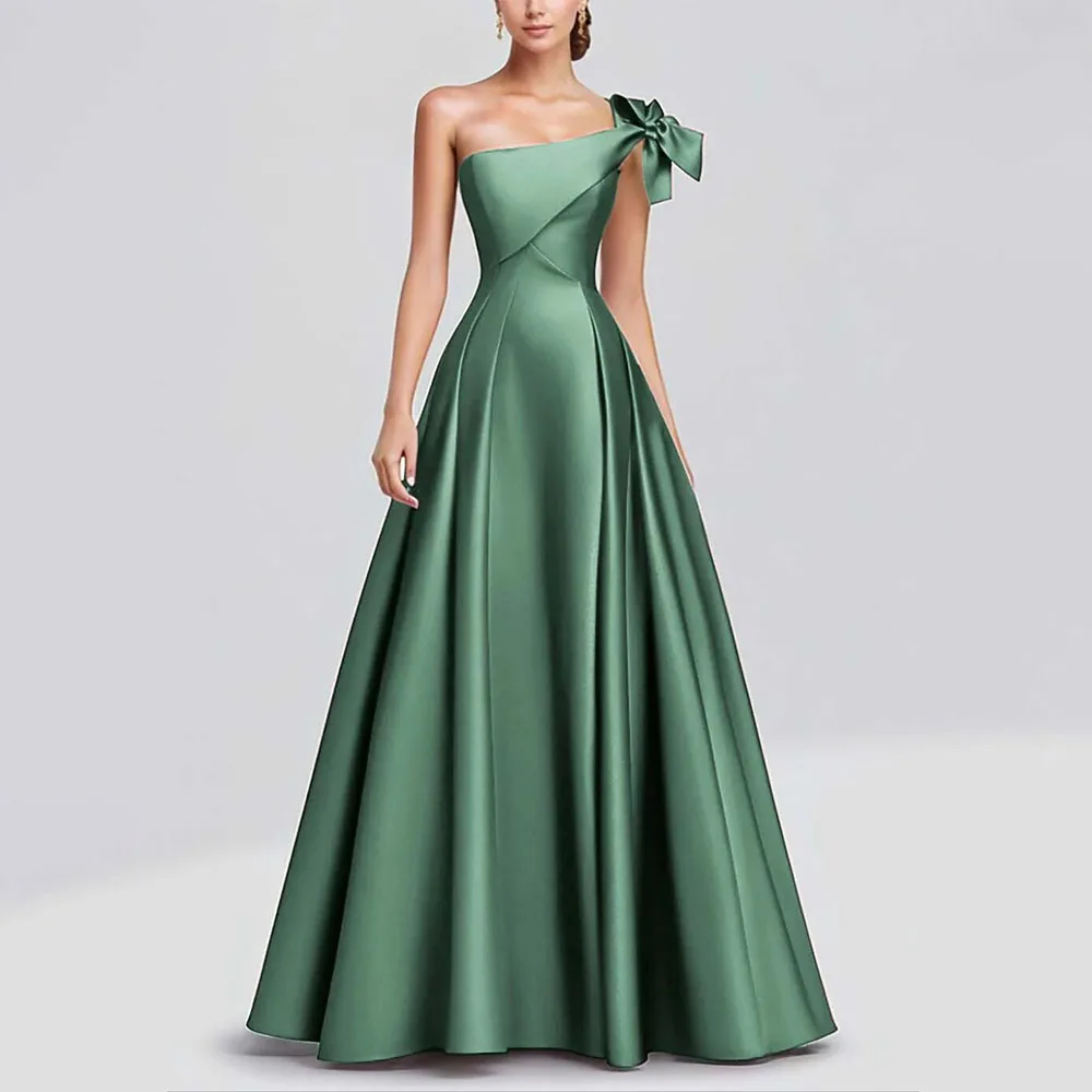 

Customized One Shoulder Flower Sleeveless A-line Vestido Para Graduación Champagne Dresses Luxury فساتين حفلات التخرج שמלות 드레스