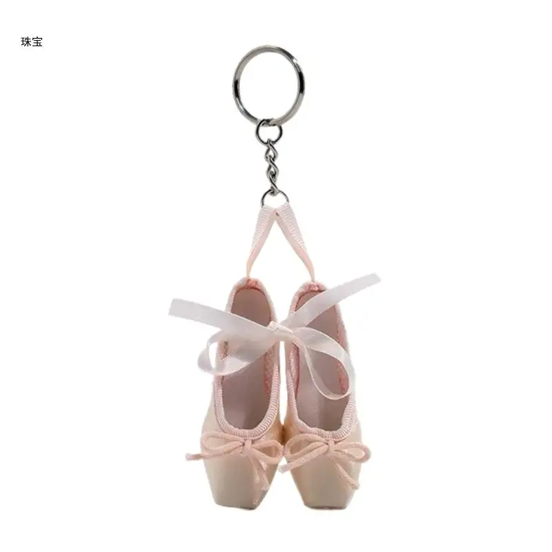 

X5QE Fashion Ballet Shoes Charm Keychain Haning Ornament Keyring Lovely Pendants Decoration for Purse Bag Backpack Handbag