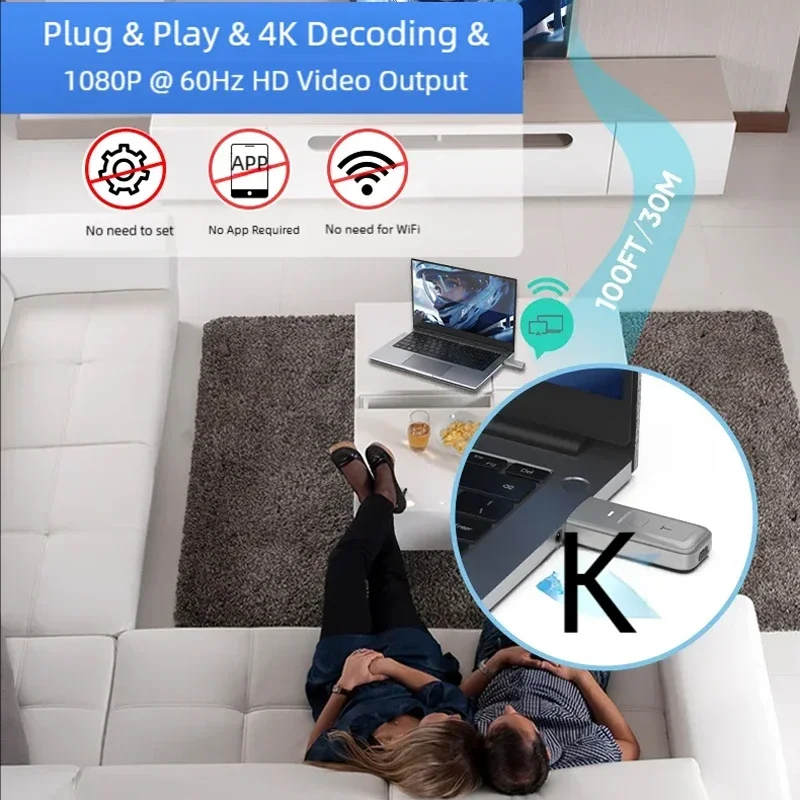 Kit de transmisor y receptor de vídeo HDMI inalámbrico 5G, Audio en casa, vídeo, TV Stick, Mini proyector Full HD, extensor, Dongle de pantalla