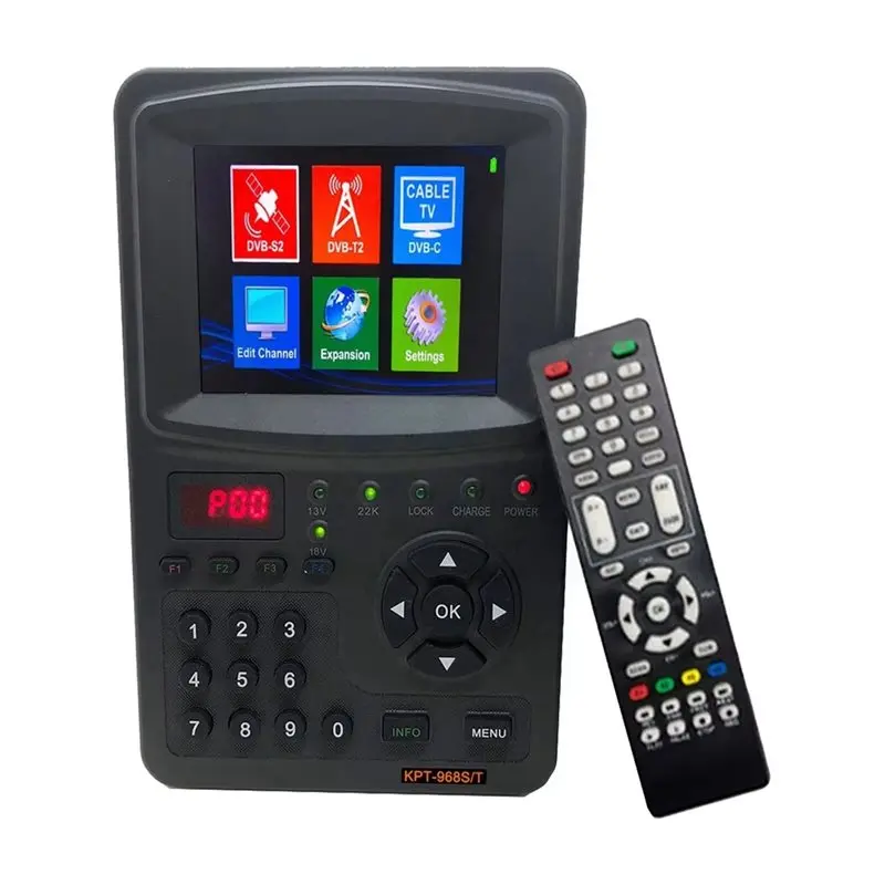 New--KPT-968ST DVB-S/S2 DVB-S2 DVB-T2 DVB-C MP4 Signal Test Receiver Satellite Finder Meter EU Plug