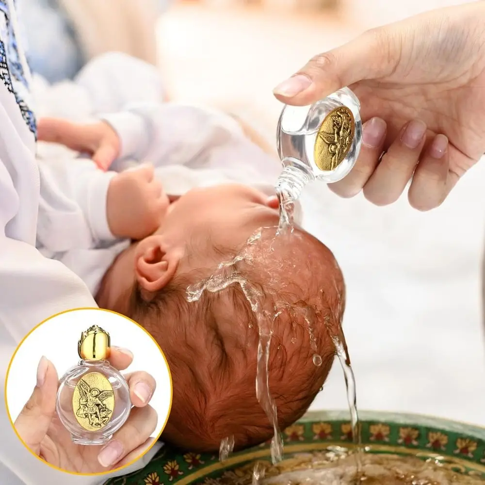 Bouteilles d'eau bénite catholique de 0,5 Floz, représentation de Communion, bouteilles d'eau bénie en or avec bouchon tonifié, Notre-Dame de Guadalupe