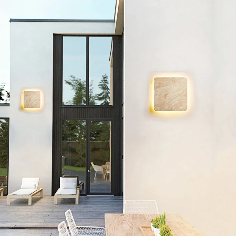 Natural Yellow Stone Wall Light IP65 Waterproof LED Square Lamp 110v-265v Rustproof for Villa