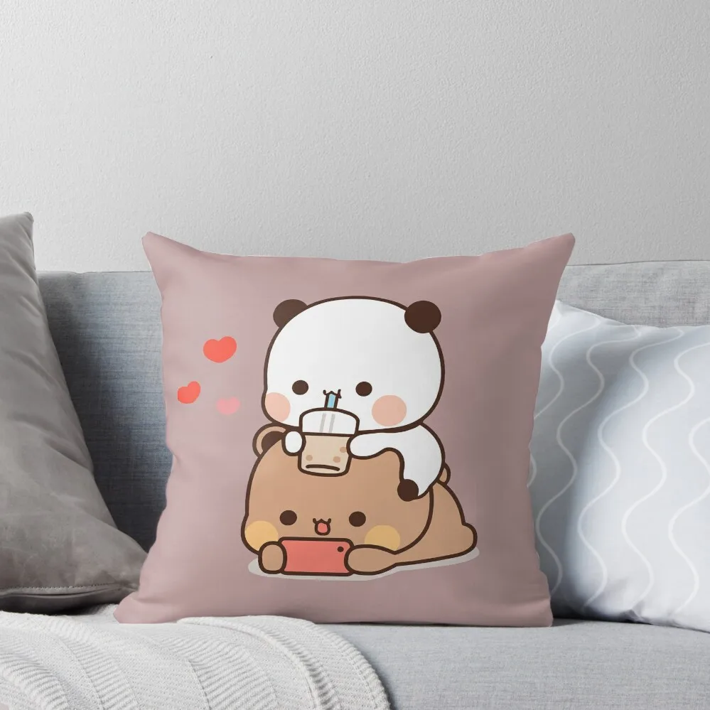 

DuDu Bear and BuBu Panda enjoying time together Throw Pillow Decorative Cover For Living Room Cushions For Sofa pillow