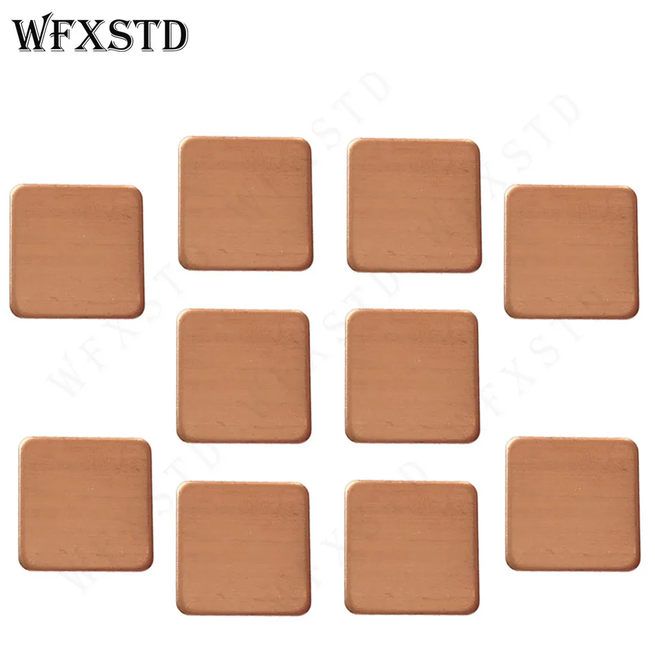 

15mm*15mm*0.8mm 100pcs Rounded Notebook Graphics Copper CPU Thermal Pad Cooling Red Copper