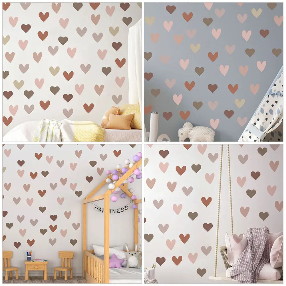 

6 листов наклеек на стену в форме сердца из ПВХ, легко наносятся и удаляются без остатка, для спальни, детской, домашнего декора, настенные стикеры