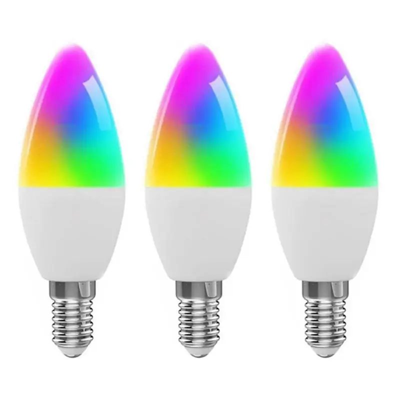 DT51 3X Tuya E14 Smart Bulb Dimmable WiFi RGB Candle Bulb 7W Voice Control Alexa for Google