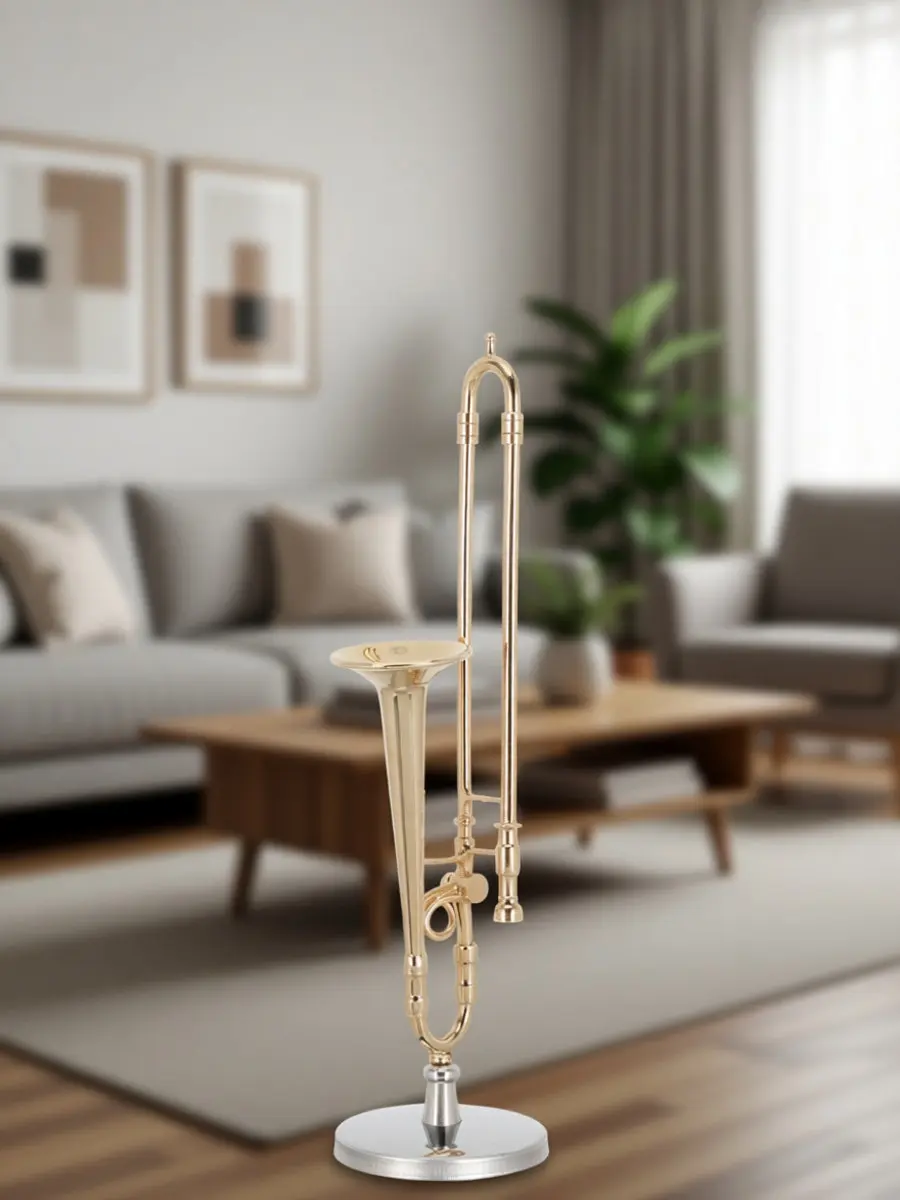 Trombone Display Decoration Miniature Instruments Desktop Golden Musical Ornament