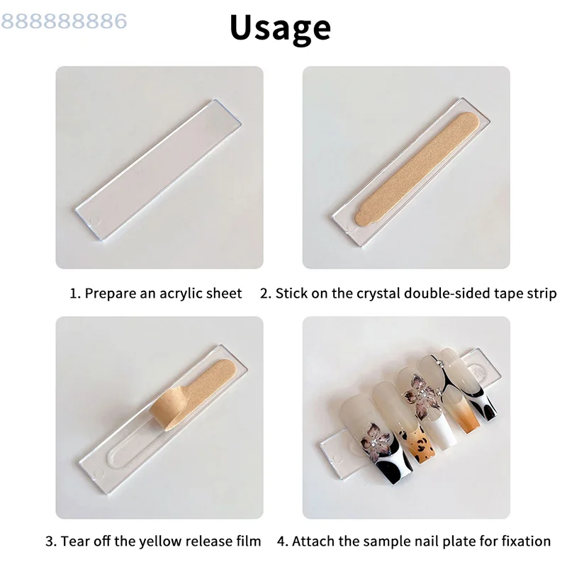 60/66 قطعة شفافة على الوجهين الشريط مسمار عرض موقف الاكريليك الأظافر كاذبة الغراء ملصقات ممارسة عرض شريط مسمار أدوات الرسم