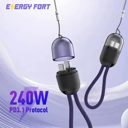 PD 240W Fast Charging Cable Capsule Storage Keychain Lanyard Type-C to Type C Charger Cord 20cm USB C Data Cable for Phone