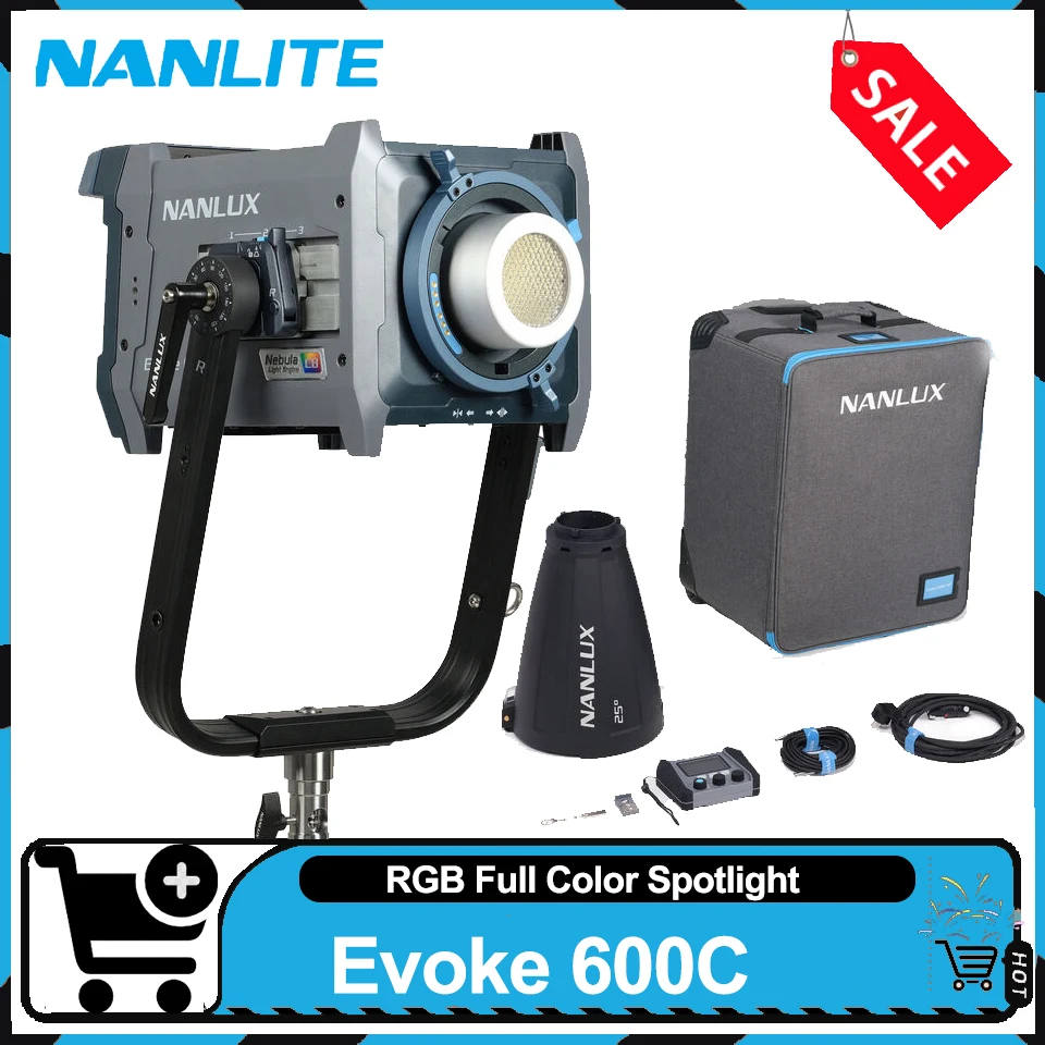

Nanlite Evoke 600C 600W RGB LED Spot Light CRI 96 TLCI 97 Full Color Photography Fill Lighing controlled by Bluetooth CRMX