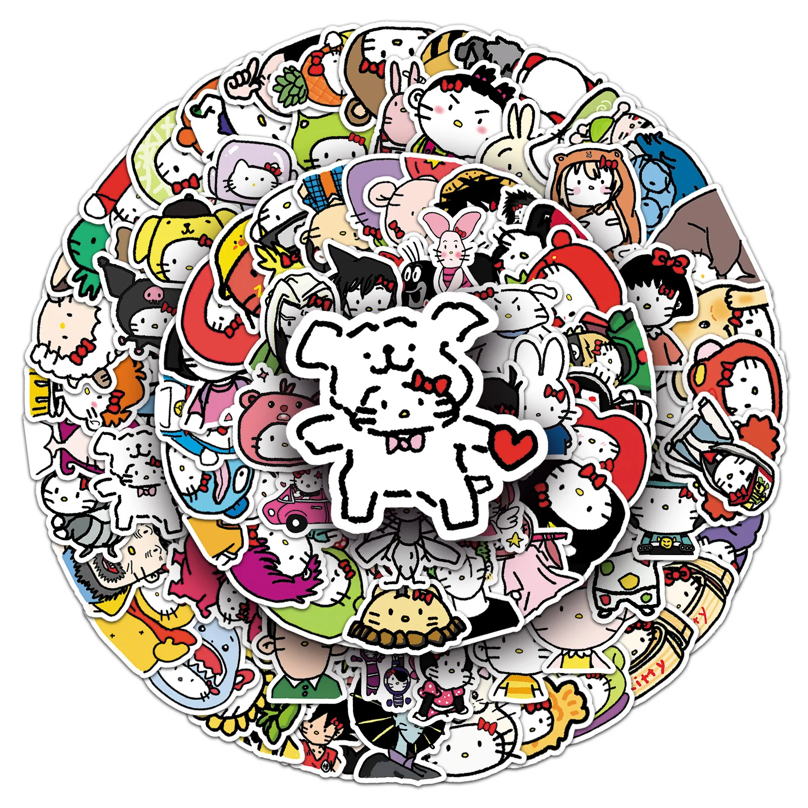 10/30/50/102PCS Funny Hello Kitty Stickers Cute Cartoon Graffiti Sticker Scrapbook Luggage Laptop Guitar   Car Bike Decals Toy