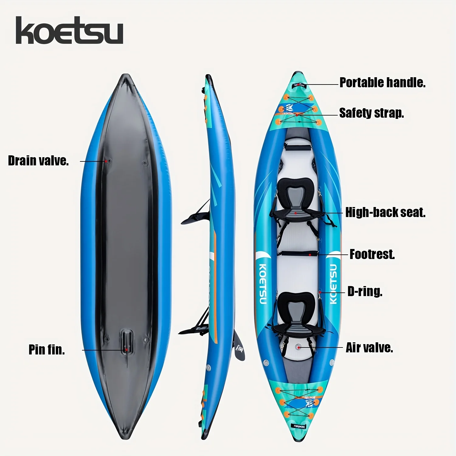 KOETSU P03 матовый надувной каяк, одинарная и двойная надувная лодка, подходит для водных занятий спортом на открытом воздухе, спорта, рыбалки