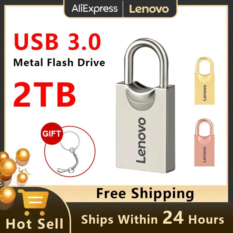 Lenovo Metal 2TB Super Tiny USB Disk Flash Drive USB 3.0 High Speed File Transfer 1TB Ultra-large Capacity Waterproof For Laptop