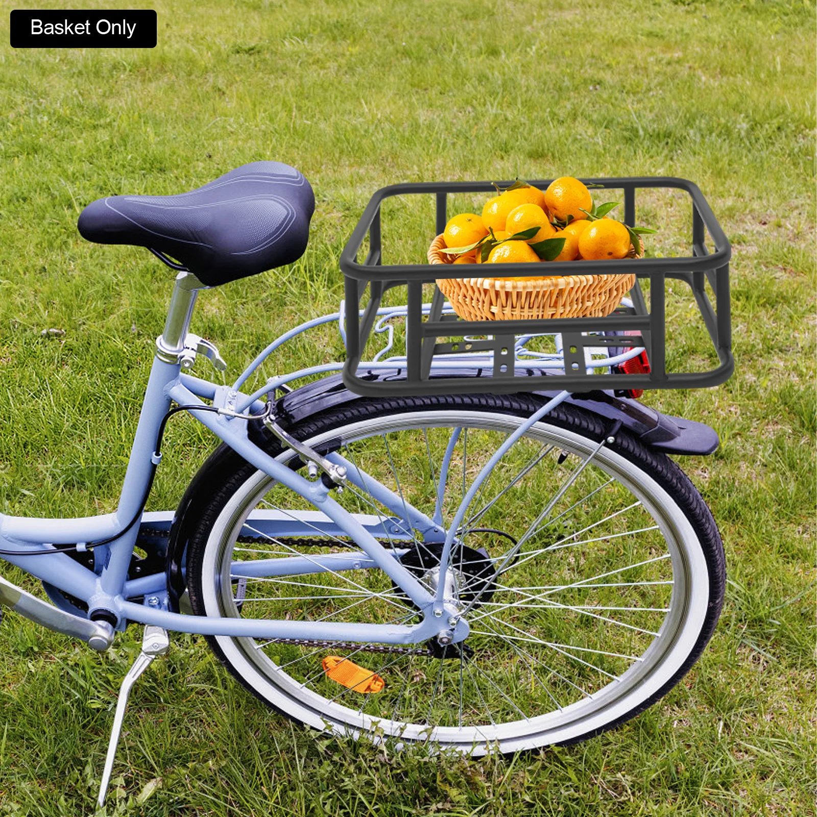 Image of Fahrradkorb hinten, 16 Löcher, Fahrrad-Gepäckträger für die meisten Fahrräder, 45,5 x 32,5 x 15 cm/34,3 x 30,5 x 15 cm