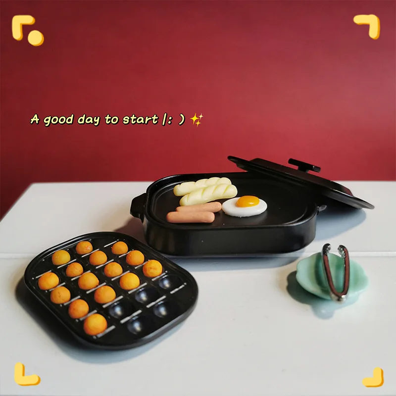 1:12 シミュレートされた北欧風ミニマルチパン調理鍋ドールハウスアクセサリーミニチュアモデルおもちゃマイクロシーンプレイハウスデコレーション