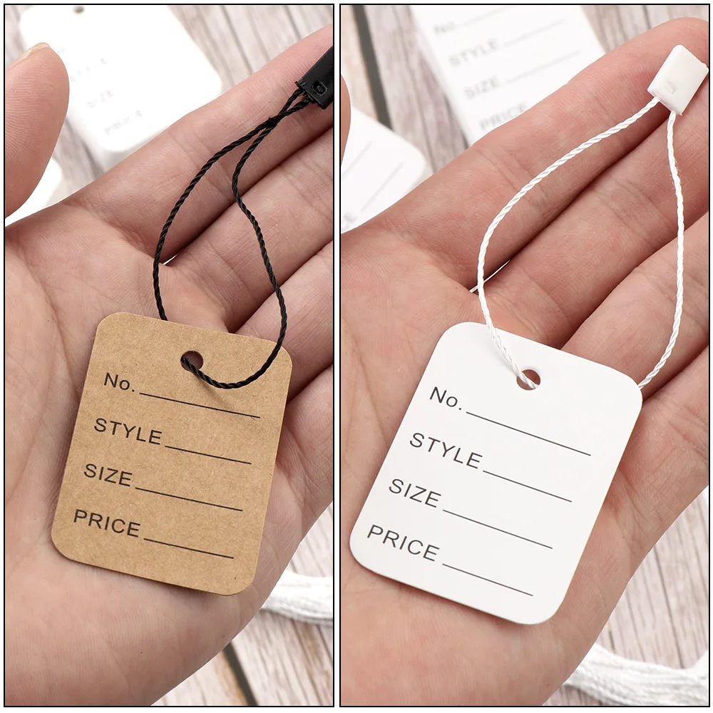 500/1000PCS Useful Snap Lock Fittings Garment Supplies Hang Tag String Hangtags Price Tags Clothing Label