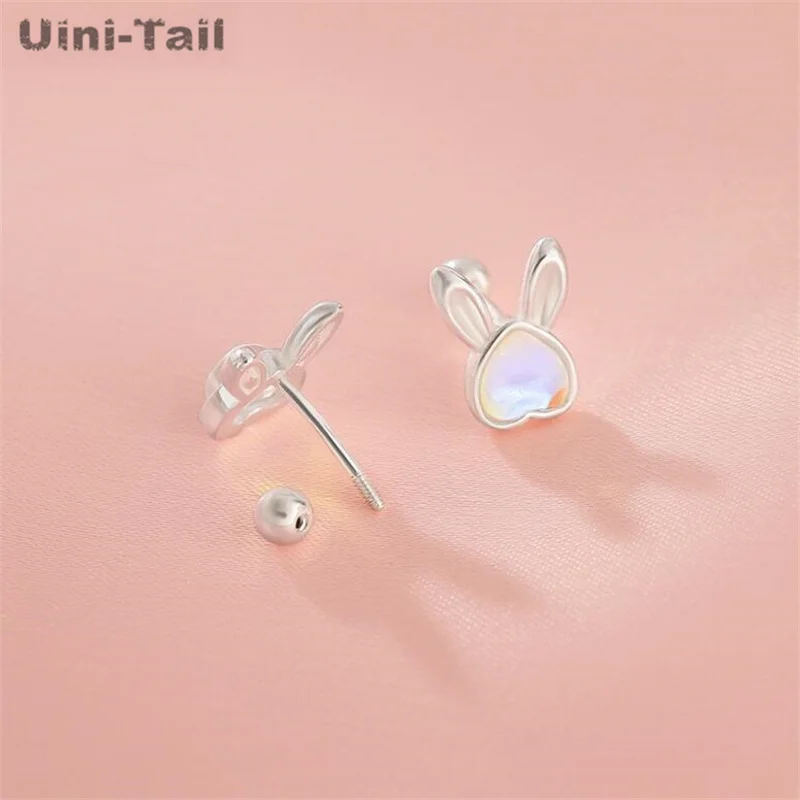 Uini-Tail hot selling new 925 sterling silver cute heart-shaped rabbit earrings simple and small temperament sweet high-quality