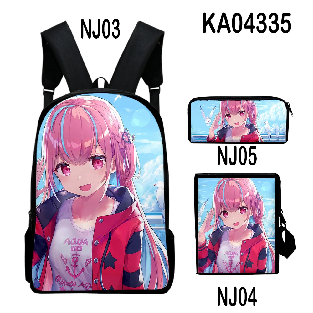 Harajuku Youthful HOLOLIVE Uruha Rushia 3D Print 3pcs/Set Student Travel bags Laptop Daypack Backpack Shoulder Bag Pencil Case