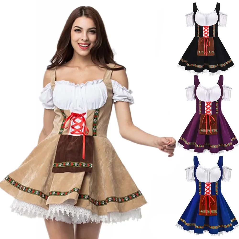 

Oktoberfest Costume for Women Bavarian German Beer Festivals Waitress Maid Outfit Cosplay Carnival Halloween Fancy Party Dress