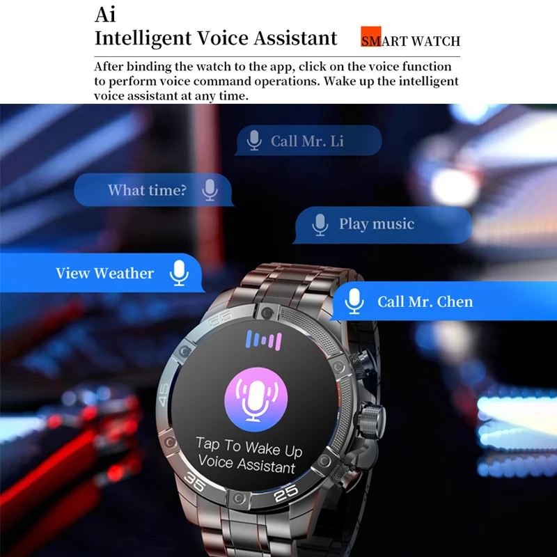 2023 nowy inteligentny zegarek dla mężczyzn AI voice Call Outdoor sportowy wodoodporny zegarek z modą ekran HD z zegarem biznesowym inteligentna