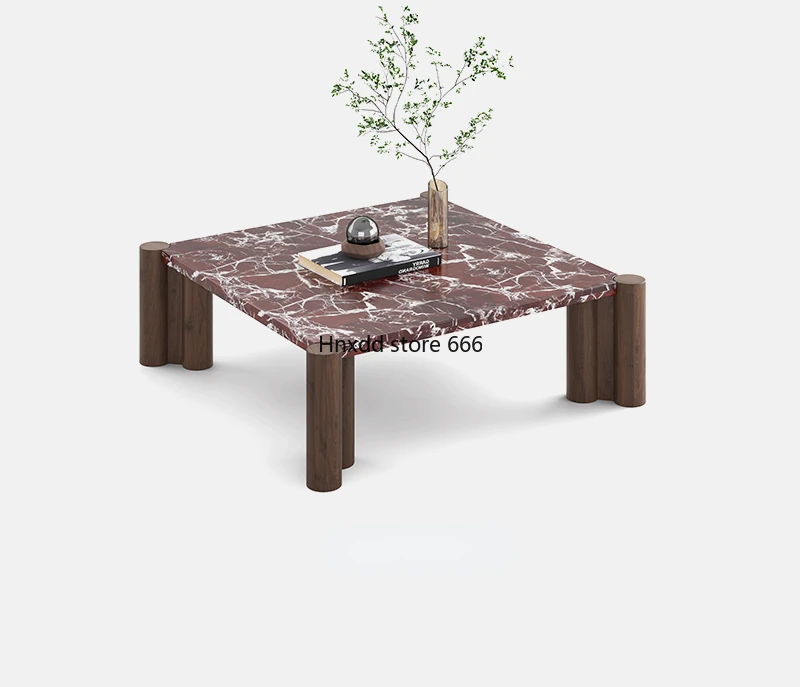 Italian light luxury natural marble square table living room coffee table