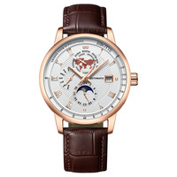 SIBOTTE Brand Mechanical 50M Waterproof Mens Watches Sapphire Balance Wheel Luxury Watch Men Leather Luminous Date Watch for Men