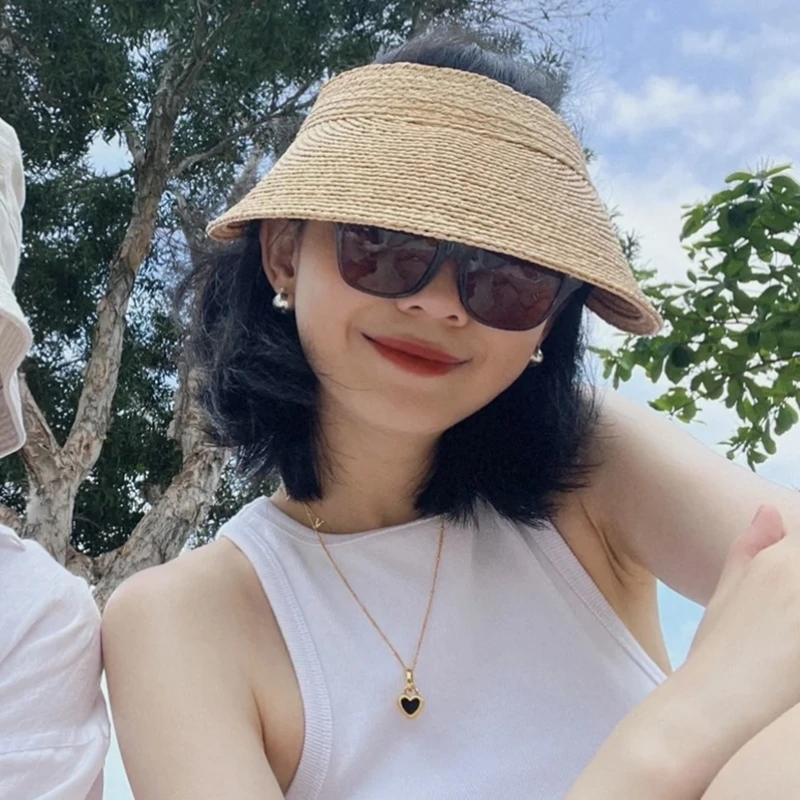 Helen Rfia St Hat Sun Protection Beach Vaion Outdoor Travel Women's Sle Summer Season Large Brim Flat Brim Hat