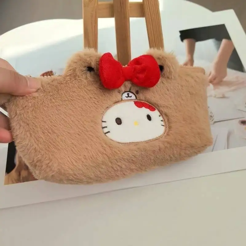 

Latest Hello Kitty Transformation Bear Pen Bag Makeup Bag Kawaii Plush Toy Doll Cartoon Anime Cute Friends Gift Fun Doll