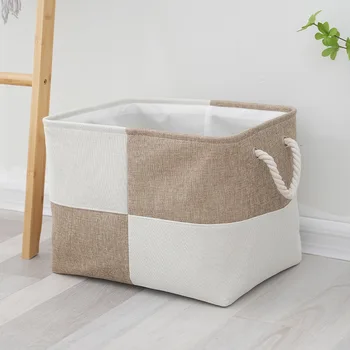 Panier de tri pliable en lin, fournitures pour la maison, articles divers, boîte de rangement pour sous-vêtements, chaussettes, jouets pour bébé, panier de rangement