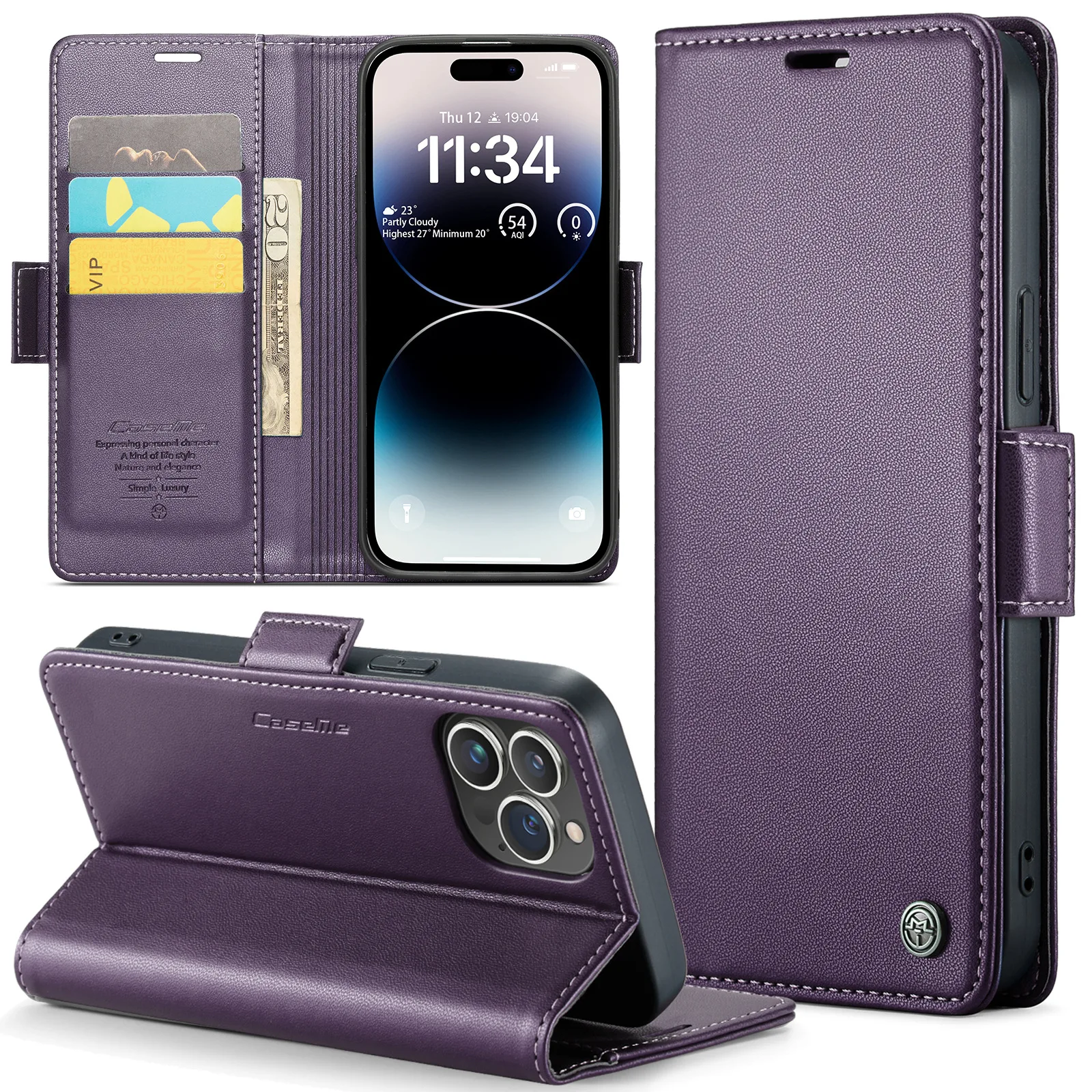 

Slim PU Leather Case For iPhone 15 Pro Max 14 13 12 11 Pro Max 15 Plus 13 Pro Wallet Card Slots Stand Flip Cover